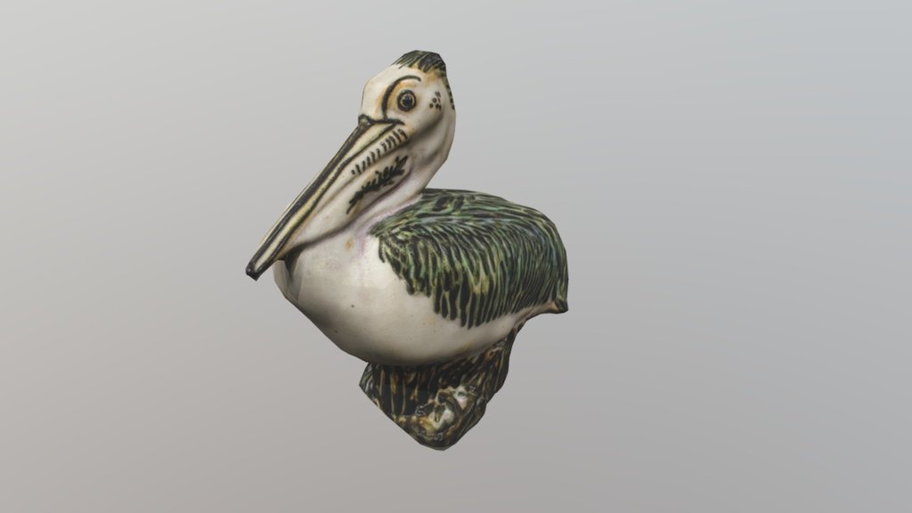 Pelican stoneware statue - Low poly