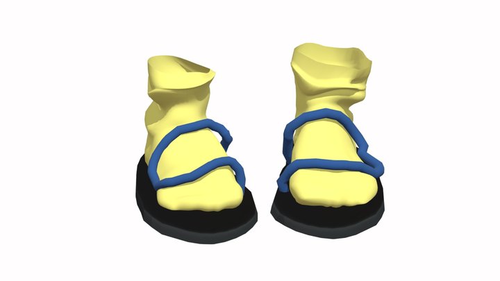 Flip flops with socks 3D Model