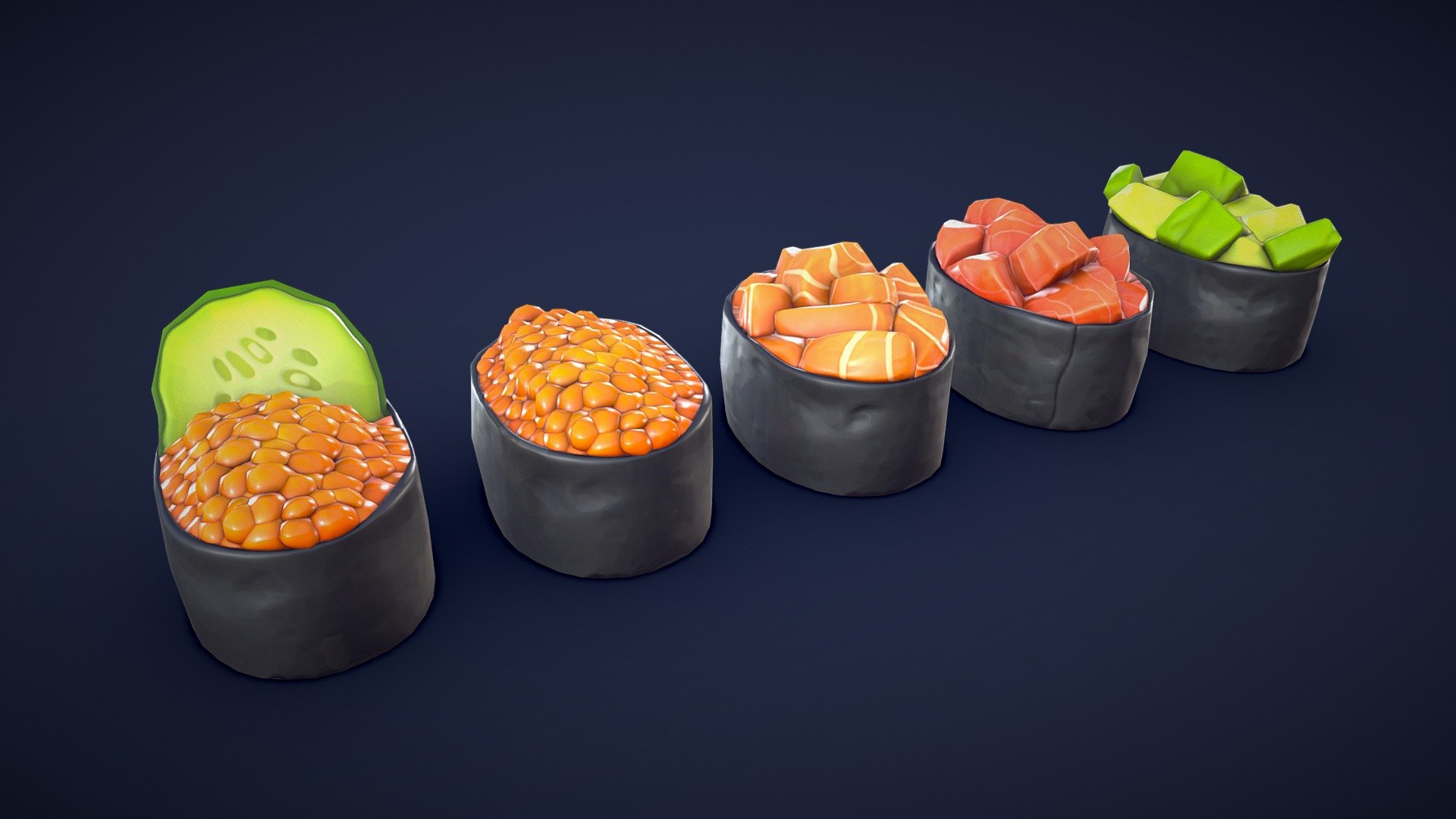 Stylized Gunkan Sushi - Low Poly - Buy Royalty Free 3D model by LarkArt ...