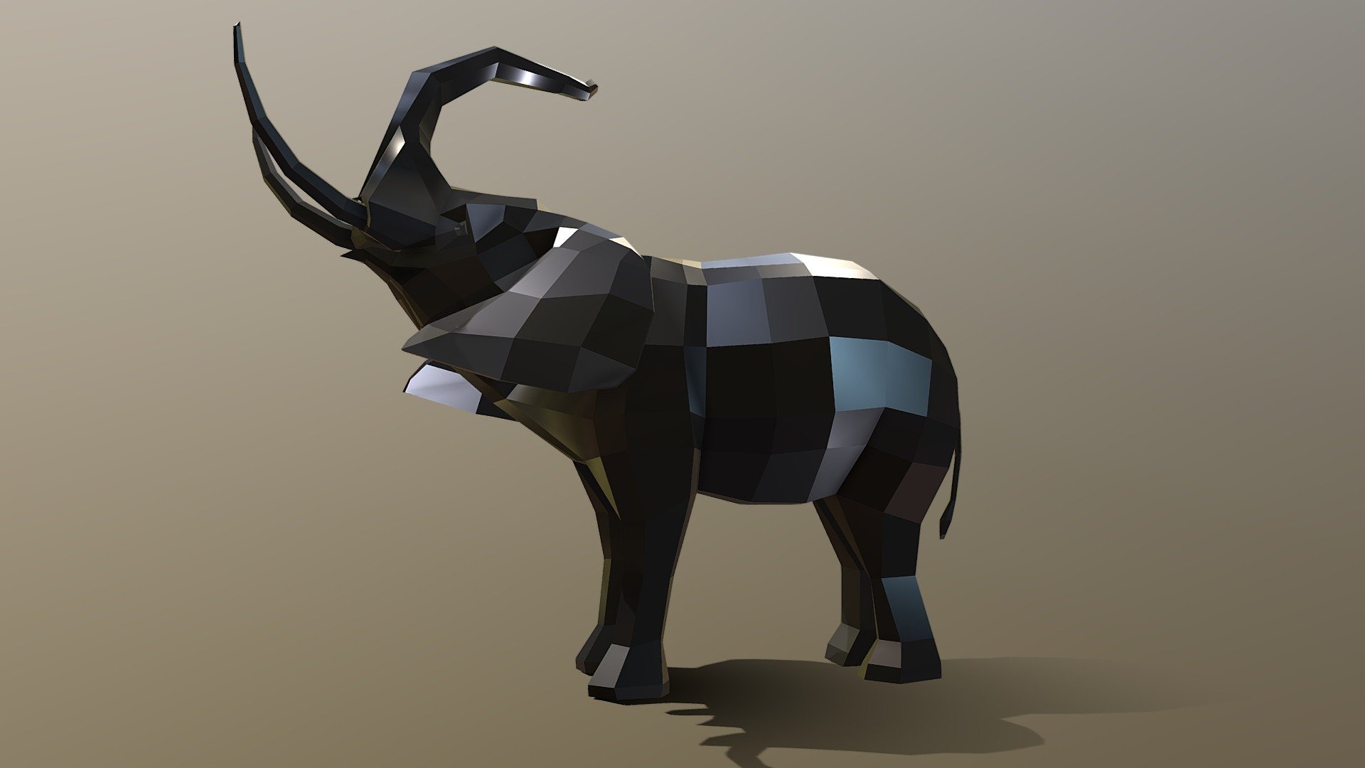 Elephant Take a bath  lowpoly