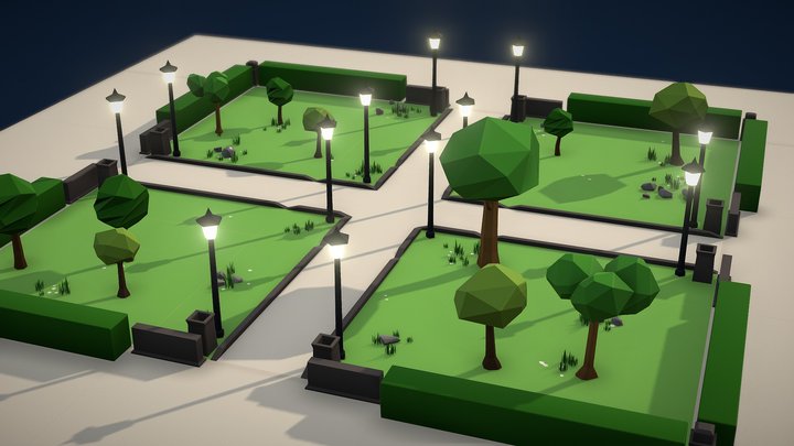 Cartoon 3d Stylised Park with Modulation 3D Model