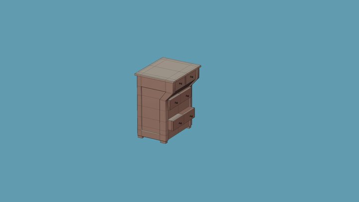 Wooden Drawer Cabinet 3D Model