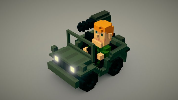 Voxel Jeep 3D Model