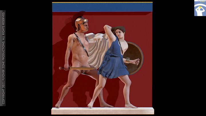 3D rendering of Metope West 04 Restored (Parthenon)