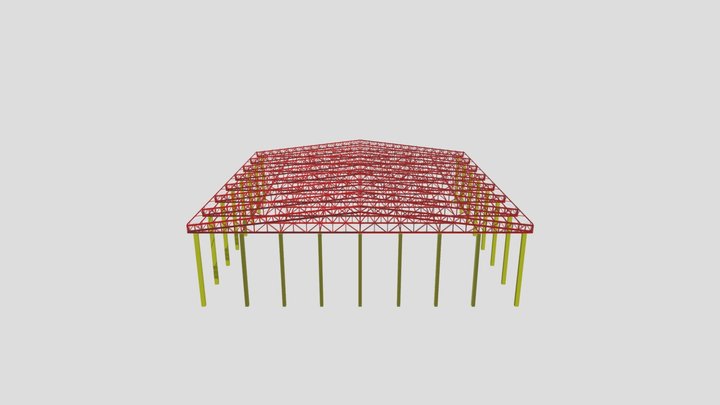 Galpão 40x42m Cobertura Metálica 3D Model