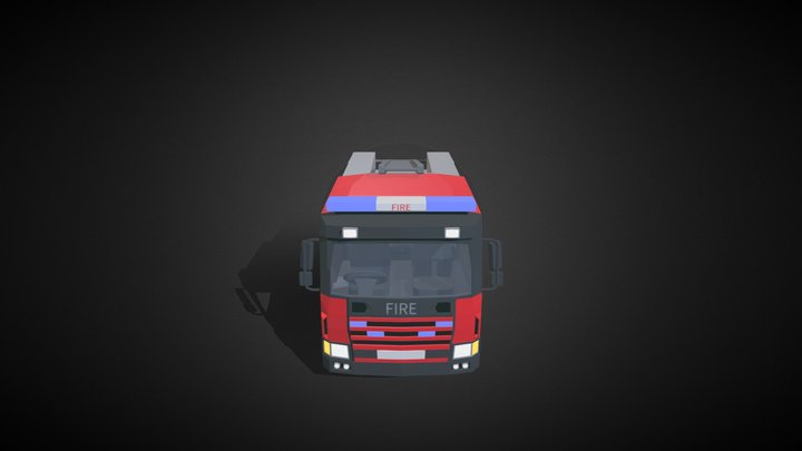Low Poly Fire Engine 3D Model