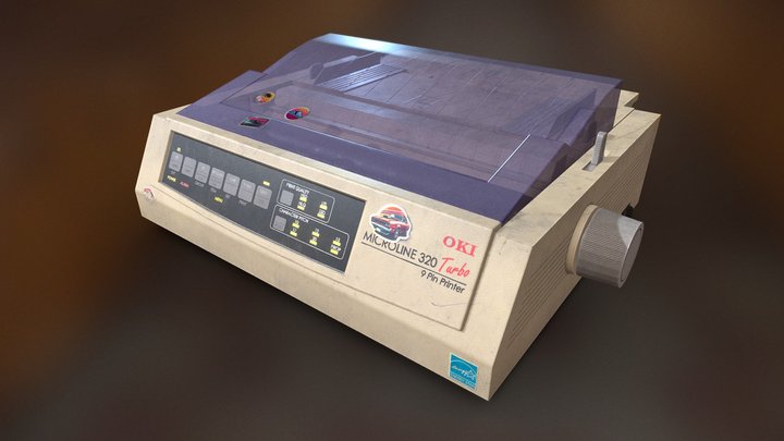 OKI 320 dot matrix printer (low poly tribute) 3D Model