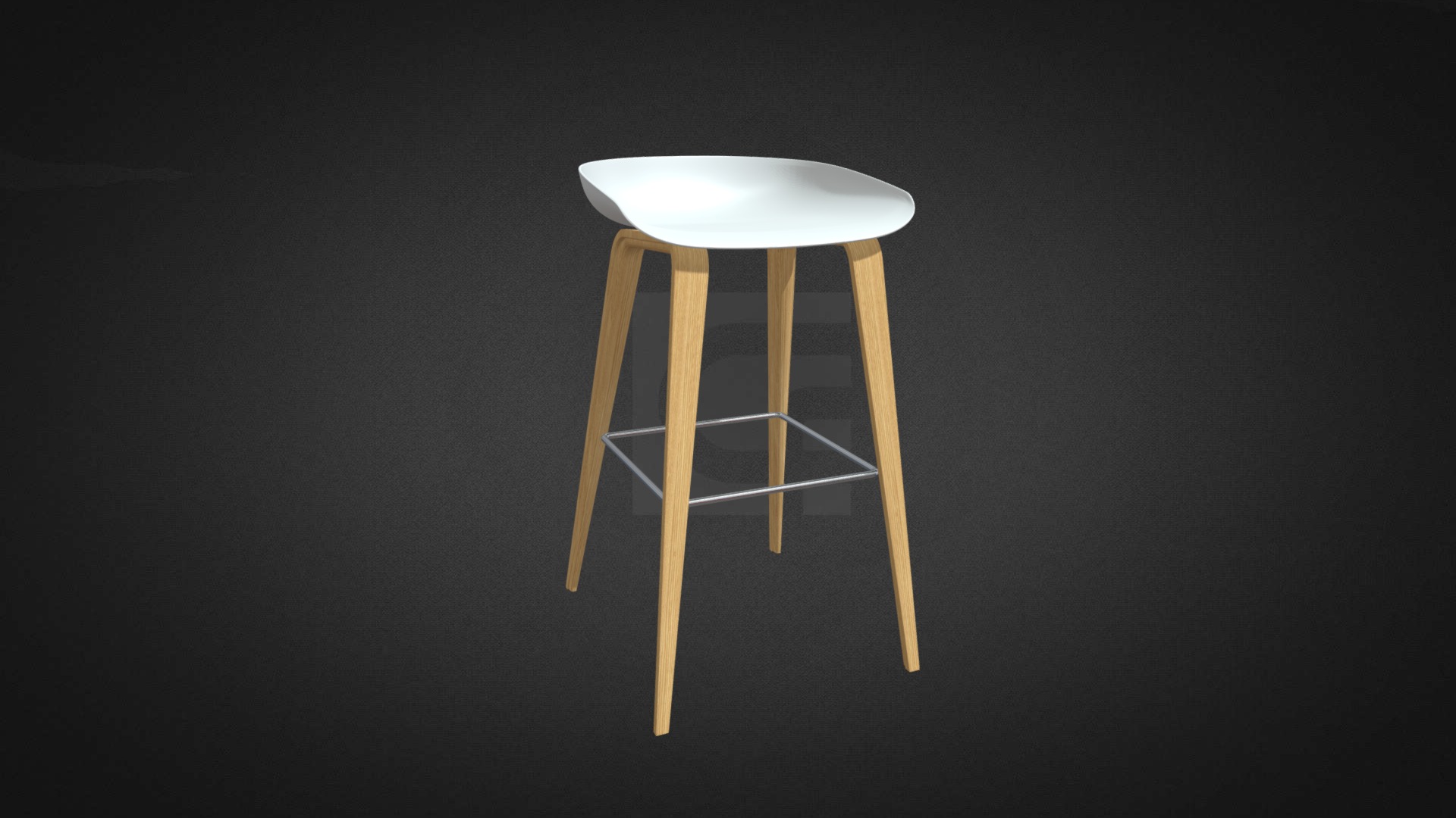 3D model Finn Stool Hire - This is a 3D model of the Finn Stool Hire. The 3D model is about a stool on a black background.