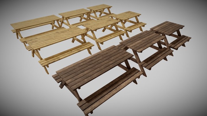 Picnic Table Asset Kit 3D Model