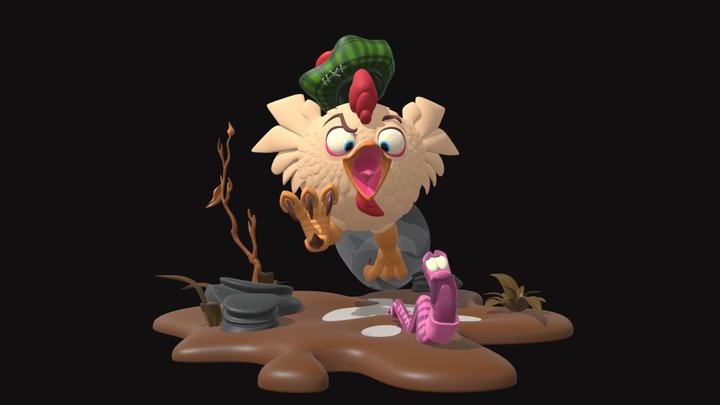 Poulet affamé 3D Model