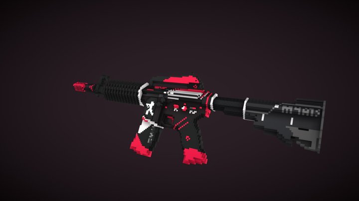 M4A1-S Cyrex without silencer (Voxel) 3D Model