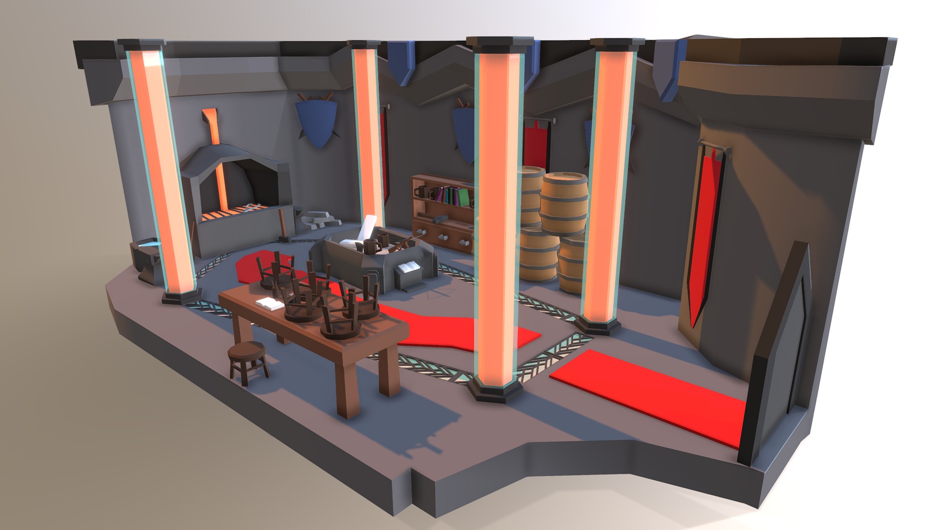 3D model dwarf room Low Poly - This is a 3D model of the dwarf room Low Poly. The 3D model is about graphical user interface.