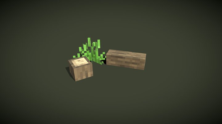Minecraft Camp Stump Tilted 3D Model