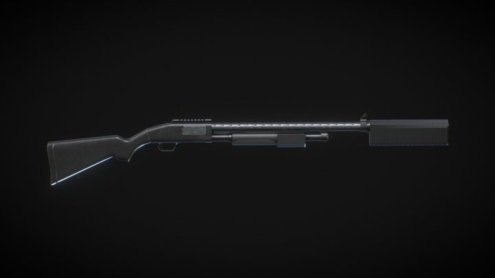 M500 Shotgun with Silencer 3D Model