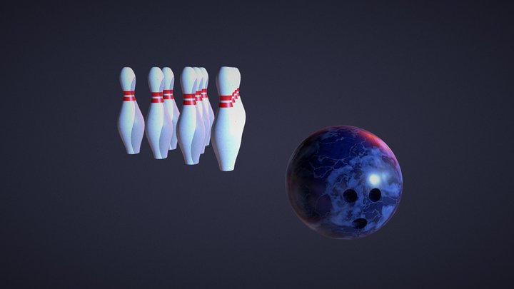 Bowling Pack (Bowling Pins & Ball) 3D Model