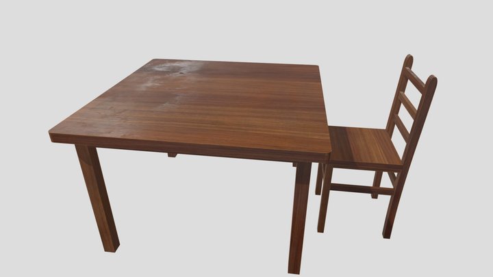 chair and table 2 3D Model