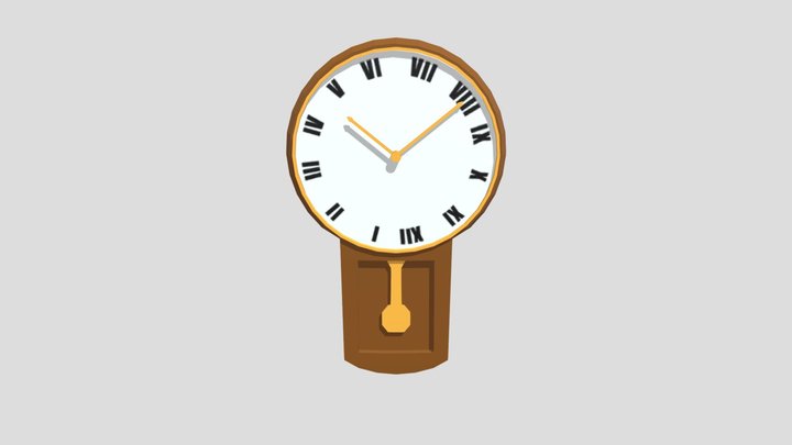 Low Poly, Old-Style Wall Clock 3D Model