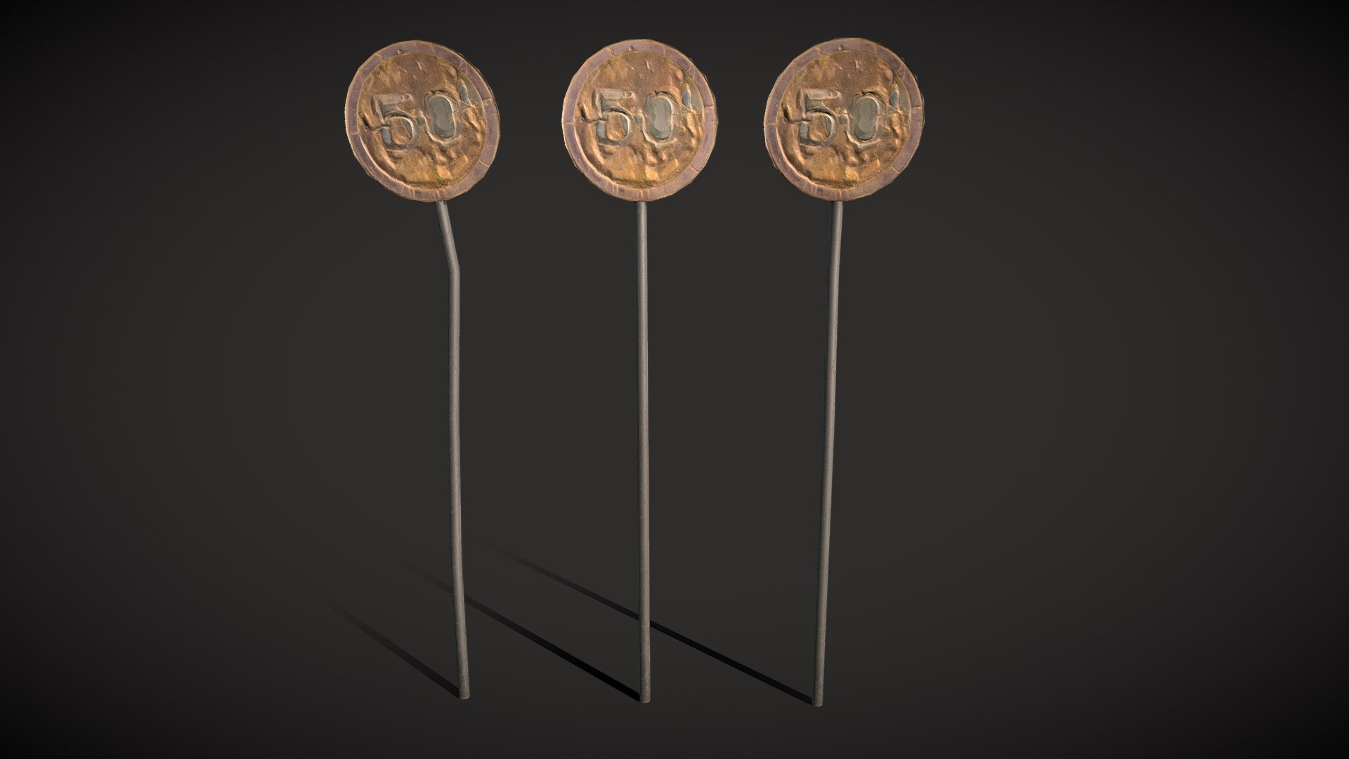 Rusty Road Sign [4K;Low-Poly]