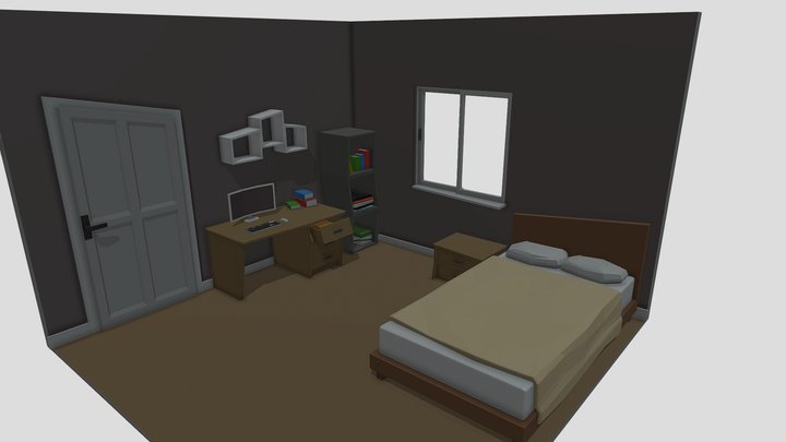Isometric Bedroom - LowPoly - 3D Model