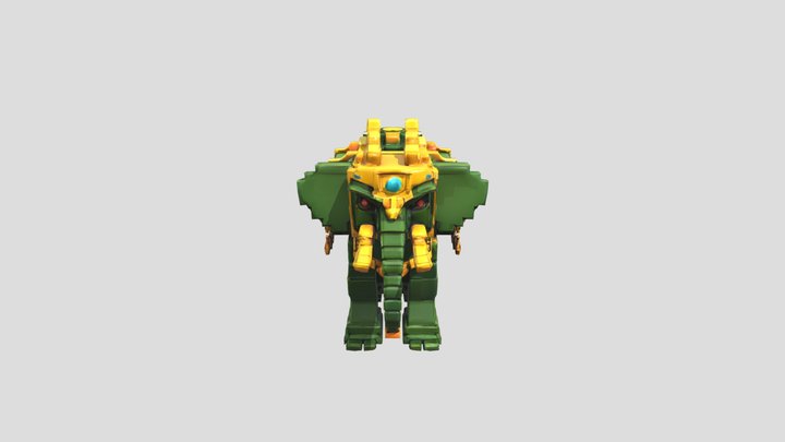 Blocky decorated elephant figure 3D Model