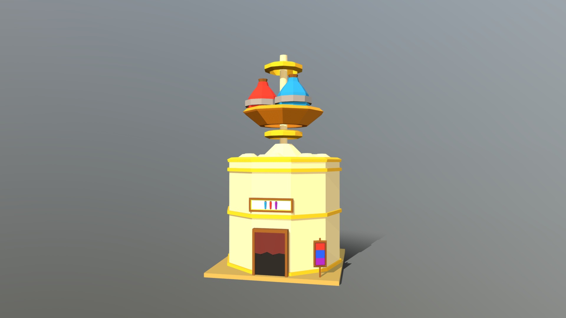 3D model HIE Potion Shop N1 - This is a 3D model of the HIE Potion Shop N1. The 3D model is about a yellow and blue toy.