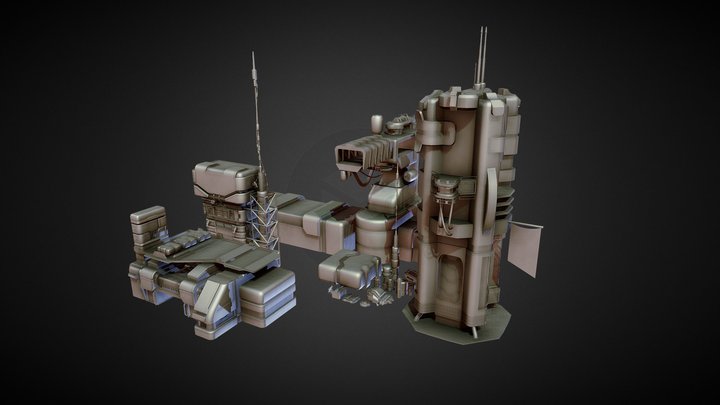 Neon Challenge Scifi Buildings (Blockout) – Modello 3D gratuito STL