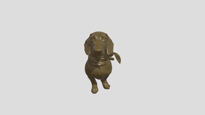 A brown dachshund dog with red bandana 3D Model