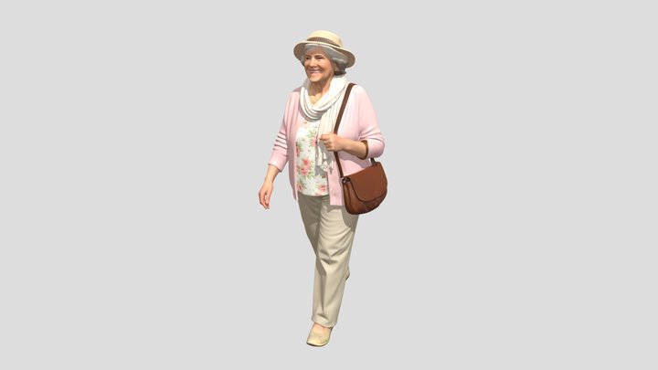 Graceful Senior Woman in Floral Outfit – Kostenloses 3D-Modell STL