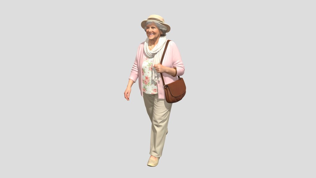 Graceful Senior Woman in Floral Outfit