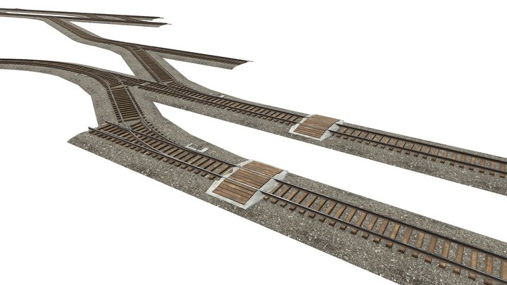 Modular Train / Rail / Railway Track 3D Model