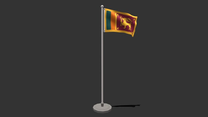 Low Poly Seamless Animated Sri Lanka Flag 3D Model
