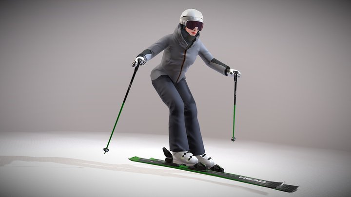 Skiing Lady 3D Model