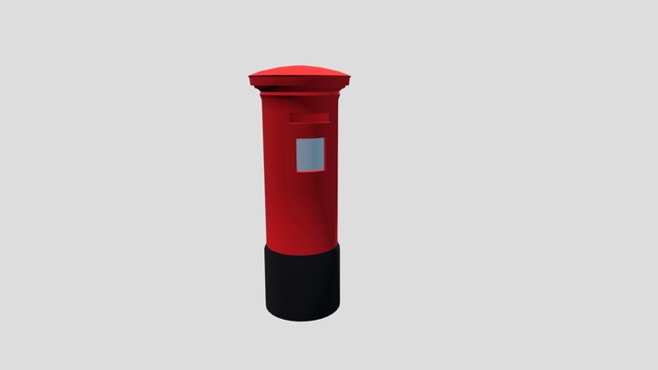 British Low-Poly Post Box 3D Model
