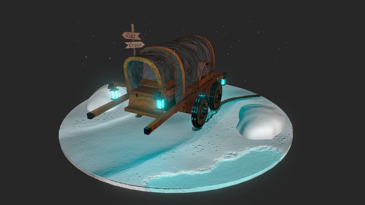 Fantasy Winter Wagon (Night) 3D Model