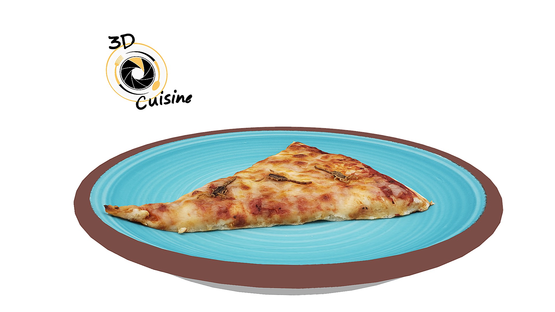 3D model Scorpion Pizza - This is a 3D model of the Scorpion Pizza. The 3D model is about a piece of food on a plate.