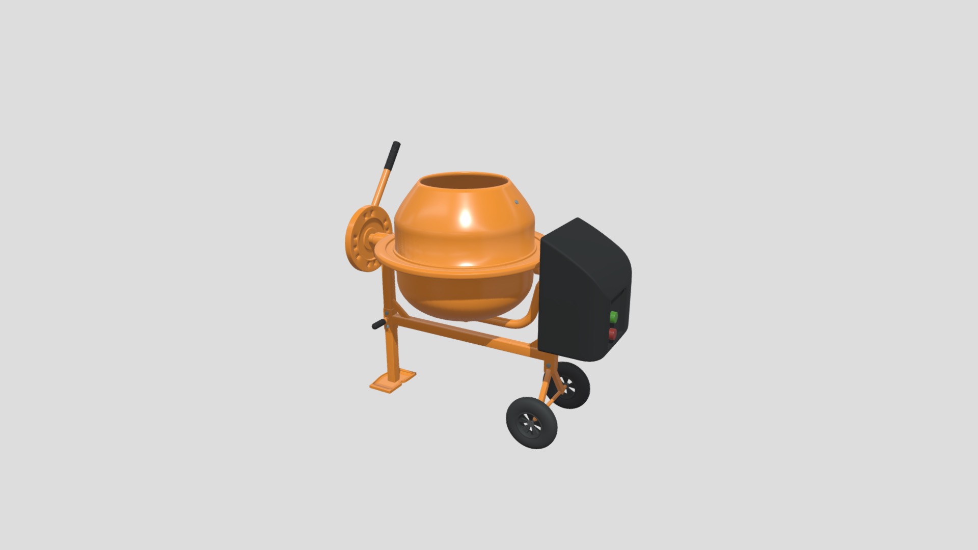 3D model Mini Concrete Mixer - This is a 3D model of the Mini Concrete Mixer. The 3D model is about a small orange and black chair.