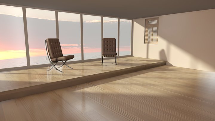 Modern City Studio Apartment Skybox VR AR Room 3D Model