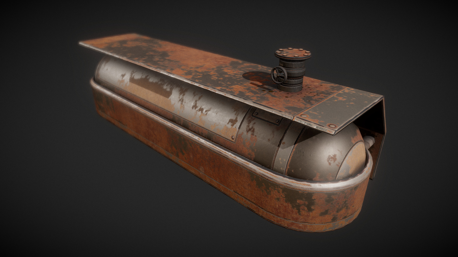 3D model Fuel Tank Rusty Version - This is a 3D model of the Fuel Tank Rusty Version. The 3D model is about a wooden gavel with a handle.