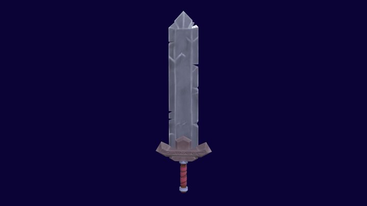 Low Poly Stone Sword 3D Model