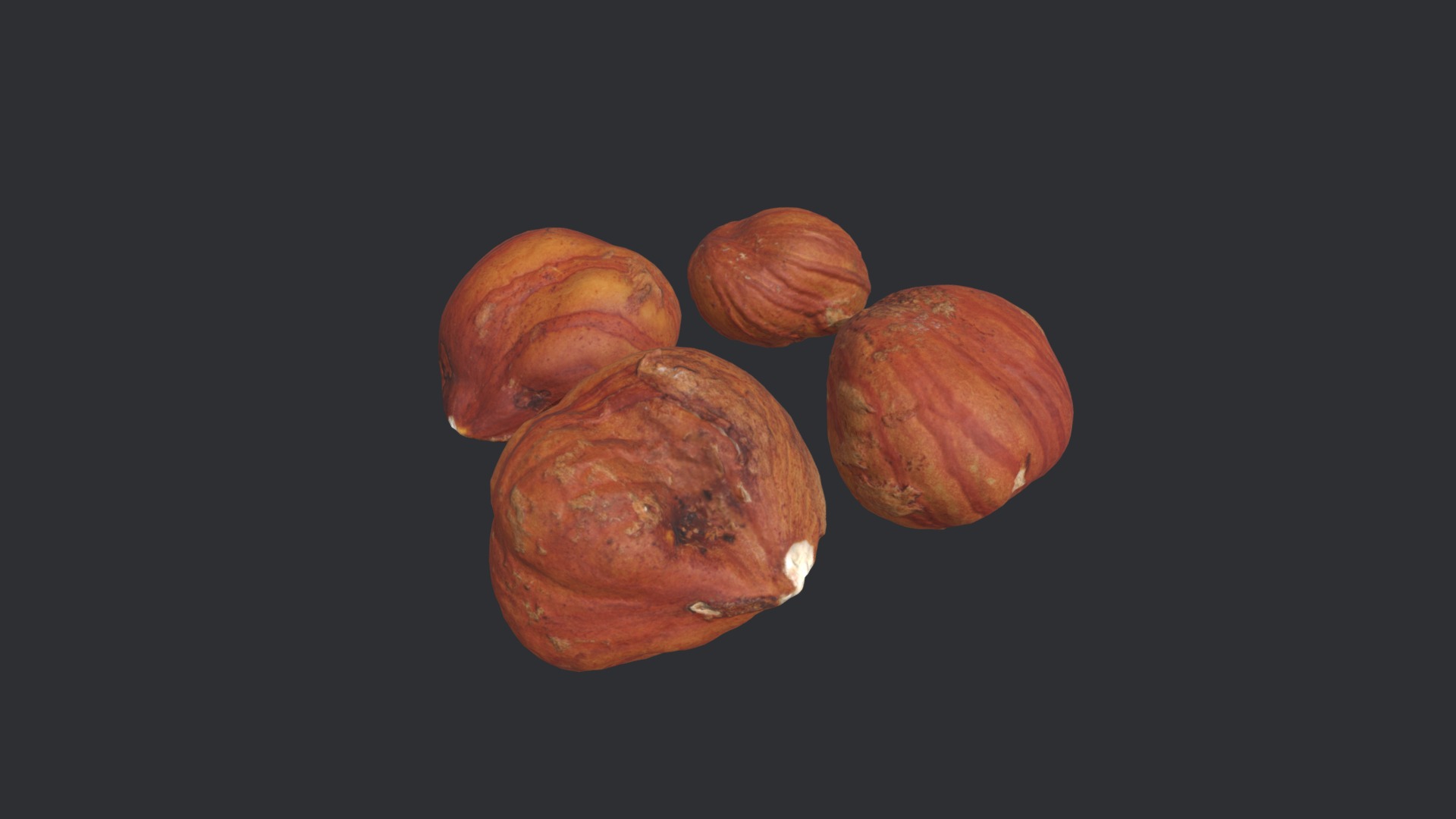 3D model Hazelnut Kernels - This is a 3D model of the Hazelnut Kernels. The 3D model is about a group of brown onions.