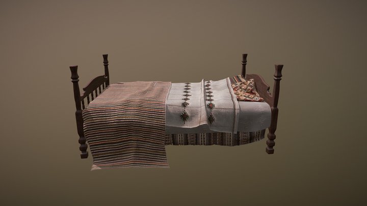Old Ukrainian Bed 3D Model