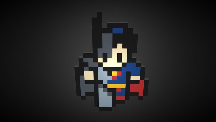 Composite Superman Pixel / Voxel Art 3D Model