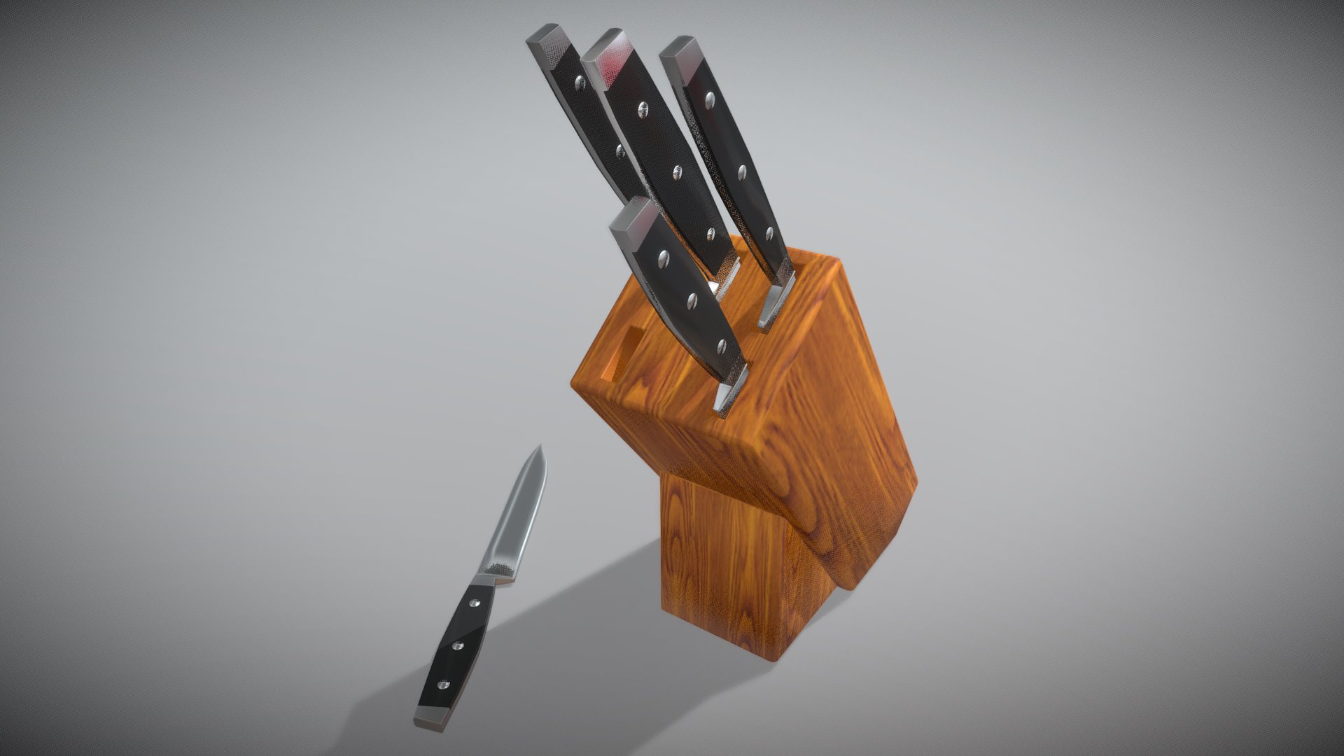 3D model Knife Block - This is a 3D model of the Knife Block. The 3D model is about a knife with a wooden handle.