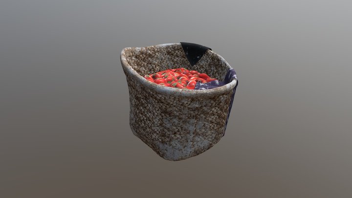 Tomato in Basket 3D Model