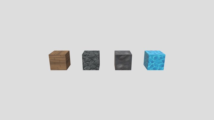 Cubes with handpainted textures 3D Model