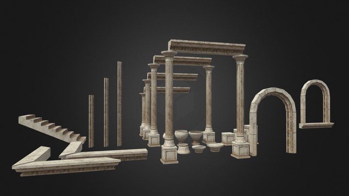 column . Column with arch. Stone column 3D Model