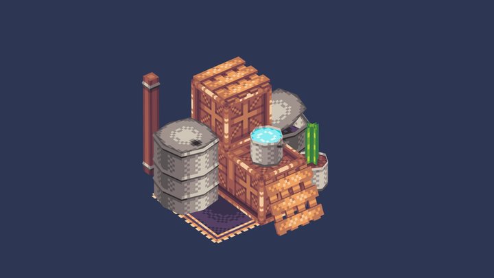 Pixel Warehouse Clutter 3D Model