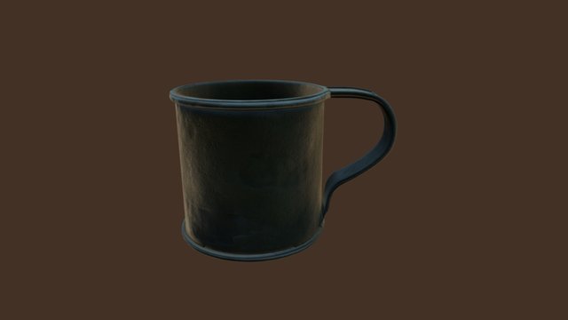 Tin Cup Textured 3D Model