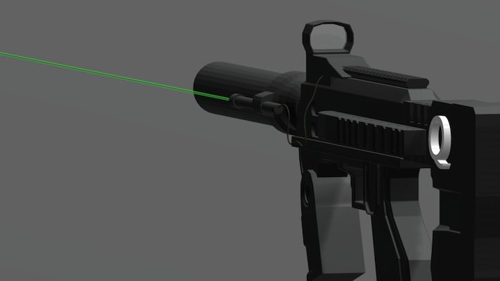 Gun With Laser 3D Model