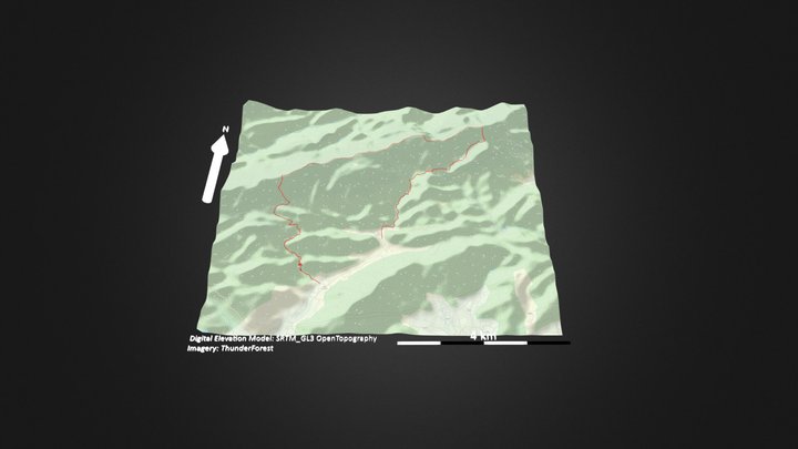 北雁荡山（雁荡三尖）_等高地图 – Gratis 3D-model STL